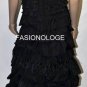 $798 New BCBG Max Azria Strapless Tiered Taffeta Black Evening Dress Gown ~0~
