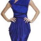 $258 New BCBG Max Azria Runway Ink Blue Open Back Cocktail Dress NWT L