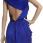 $258 New BCBG Max Azria Runway Ink Blue Open Back Cocktail Dress NWT L