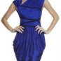 $258 New BCBG Max Azria Runway Ink Blue Open Back Cocktail Dress NWT L
