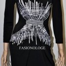 $198 New BCBG Max Azria "Andy" Black White Draped Jersey Party Dress S