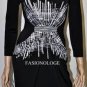 $198 New BCBG Max Azria "Andy" Black White Draped Jersey Party Dress S