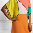 $238 New BCBG Max Azria Bright Orange Silk Color Blocked Party Dress NWT XXS