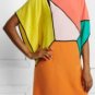 $238 New BCBG Max Azria Bright Orange Silk Color Blocked Party Dress NWT XXS