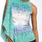 $188 New BCBG Max Azria Emerald Combo 100% Silk Cocktail Party Top XS