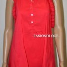 $158 New BCBG Max Azria Azalea Red Cotton Ruffle Cocktail Party Top NWT S