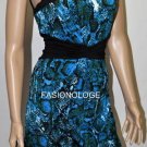 $208 New BCBG Max Azria Ocean Blue Stretch Jersey Print Cocktail Party Dress S