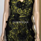 $368 New BCBG Max Azria Black Lace Cut  Out One Shoulder Voile Party Dress ~0~
