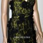 $368 New BCBG Max Azria Black Lace Cut  Out One Shoulder Voile Party Dress ~0~