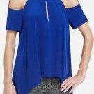 $208 New BCBG Max Azria Blue Sapphire Cut Out Cocktail Party Top NWT M