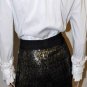 $398 New BCBG Max Azria Ruffle Sleeve Gold Sequin White Woven Party Dress ~0~