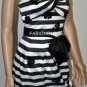 $348 New BCBG Max Azria Strapless Black Stripe Sequin Cocktail Party Dress 6