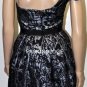 $398 New BCBG Max Axria One Shoulder Black Gunmetal Taffeta Cocktail Dress ~0~