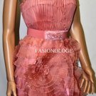 $648 New BCBG Max Azria Pink Flush Strapless Silk Organza Cocktail Dress 8