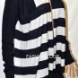 $248 New BCBG Heather Navy Striped Silk Cashmere Fly AwaySweater Cardigan M