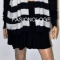 $248 New BCBG Heather Navy Striped Silk Cashmere Fly AwaySweater Cardigan M