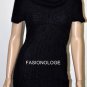 $228 New BCBG Max Azria Nylon Wool Black Knit Cable Cowl Mini Sweater Top L