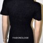$228 New BCBG Max Azria Nylon Wool Black Knit Cable Cowl Mini Sweater Top L