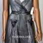 $748 New BCBG Max Azria Runway Organza Silver Dust Woven Wrap Cocktail Dress S