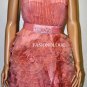 $648 New BCBG Max Azria Pink Flush Strapless Pleat Silk Organza Cocktail Dress 6