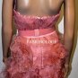 $648 New BCBG Max Azria Pink Flush Strapless Pleat Silk Organza Cocktail Dress 6