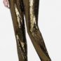 $348 New BCBG Max Azria "Zhara" Silk Gold Sequin Party Pants M