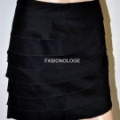 $168 New BCBG Max Azria Black Tiered Ruffle Cotton Short Party Skirt S