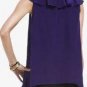 $178 New BCBG Max Azria "Drea" Plum Berry Ruffle Cocktail Party Top NWT L