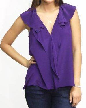 $178 New BCBG Max Azria "Drea" Plum Berry Ruffle Cocktail Party Top NWT M