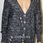 $208 New BCBG Black White Button Up Knit Cardigan Sweater L