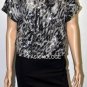 $258 New BCBG Max Azria Black Beaded Sequin Silk Crop Top Shirt S