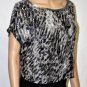 $258 New BCBG Max Azria Black Beaded Sequin Silk Crop Top Shirt S
