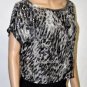 $258 New BCBG Max Azria Black Beaded Sequin Silk Crop Top Shirt S