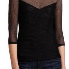 $168 New BCBG Max Azria "Amora" Black Boatneck Cocktail Party Top S