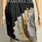 $298 New BCBG Max Azria Black One Shoulder Silk Ruffle Cocktail Dress L