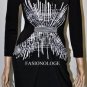 $198 New BCBG Max Azria "Andy" Black White Draped Jersey Party Dress M