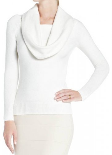 $148 New BCBG Max Azria "Love" Off White Cowl Neck Knit Sweater Top NWT S