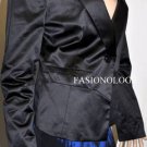$238 New BCBG Max Azria Black One Button Satin Woven Jacket M