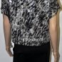 $258 New BCBG Max Azria Black Beaded Sequin Silk Crop Top Shirt L