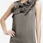 $248 New BCBG Max Azria "Faith" Steel Grey Ruffle Cocktail Party Top S