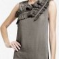 $248 New BCBG Max Azria "Faith" Steel Grey Ruffle Cocktail Party Top S