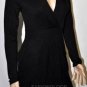 $218 New BCBG Max Azria Black Merino Wool Faux Wrap Sweater Dress NWT S