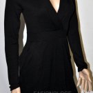 $218 New BCBG Max Azria Black Merino Wool Faux Wrap Sweater Dress NWT M