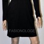 $218 New BCBG Max Azria Black Merino Wool Faux Wrap Sweater Dress NWT M
