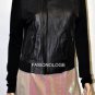$348 New BCBG Max Azria Black Genuine Leather Motorcycle Coat Jacket NWT L