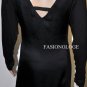 $168 New BCBG Black Stud Stripe Open Back Rayon Party Dress L