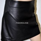 $168 New BCBG Max Azria Paneled Black Faux Leather Cocktail Short Skirt NWT L