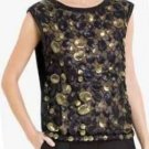 $328 New BCBG Max Azria "Porshea" Black Sequin Lace Cocktail Party Top NWT XS
