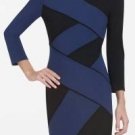 $248 New BCBG Max Azria "Britta" Color Blocked Rayon Woven Cocktail Dress NWT S