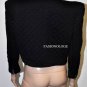 $238 New BCBG Max Azria Black Stitched Zipper Woven Cropped Jacket Blazer L